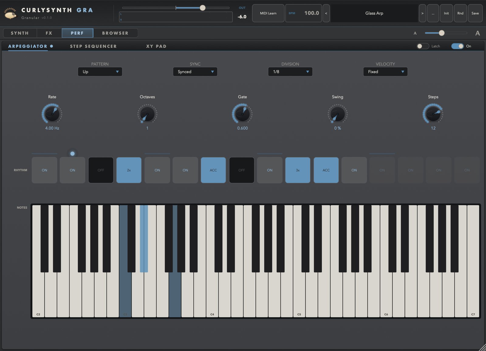 CurlySynth Granular — Arpeggiator