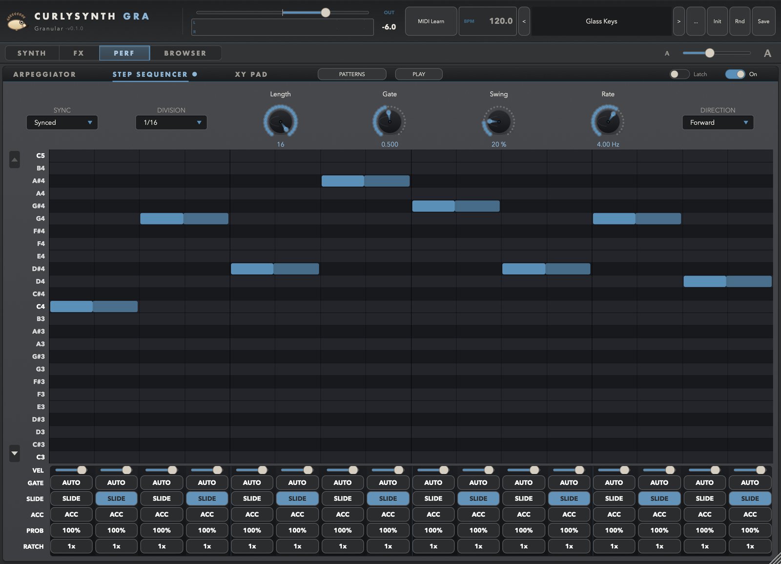 CurlySynth Granular — Step Sequencer