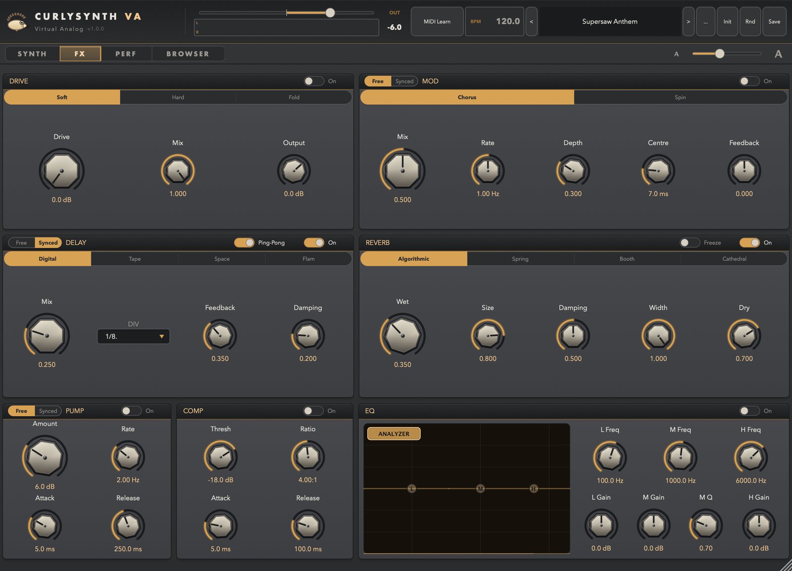 CurlySynth VA — FX Rack