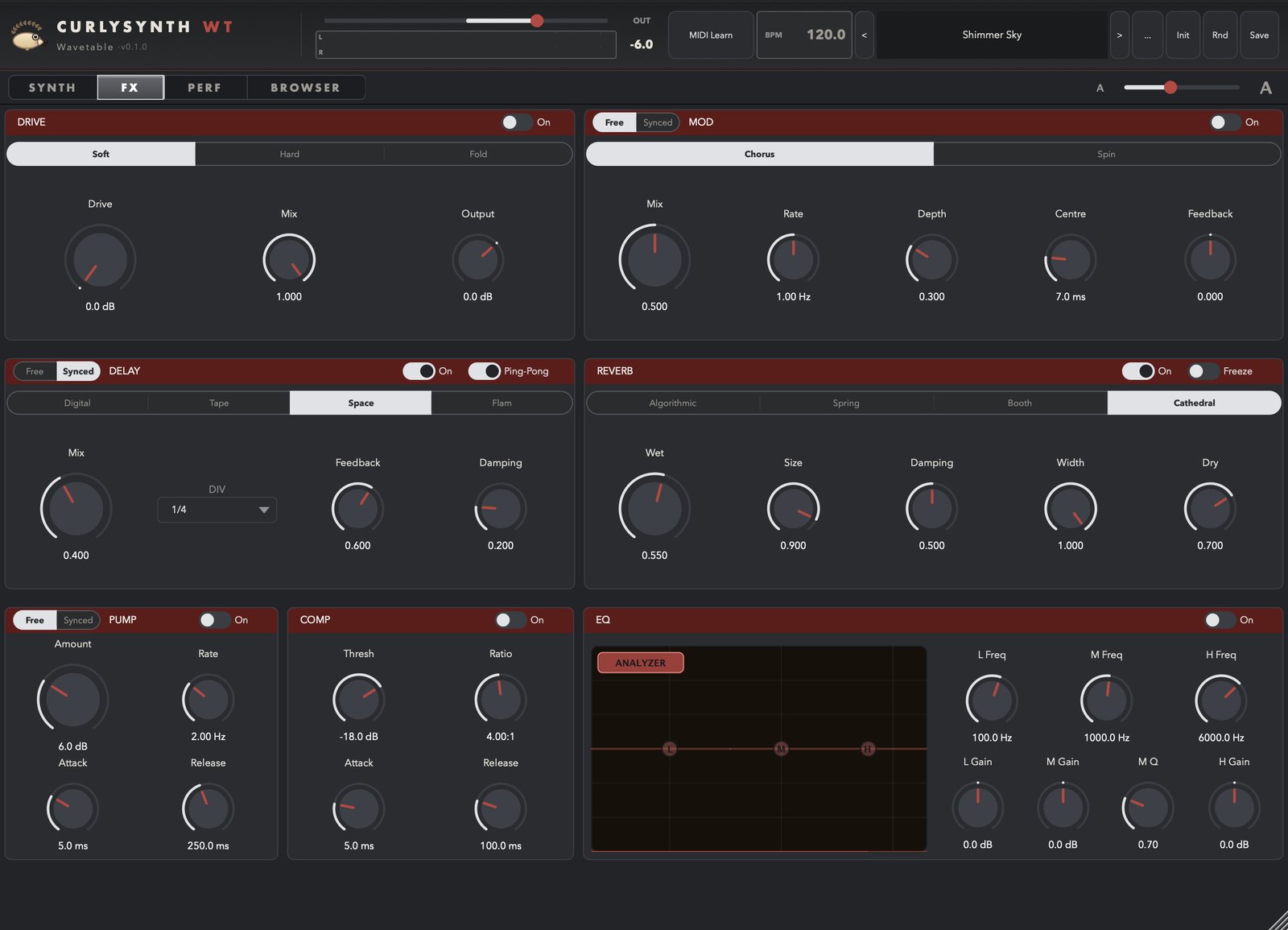 CurlySynth WT — FX Rack